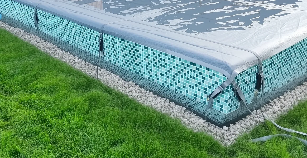 Покрывало для бассейна под снегом — защита зимой в Железногорске